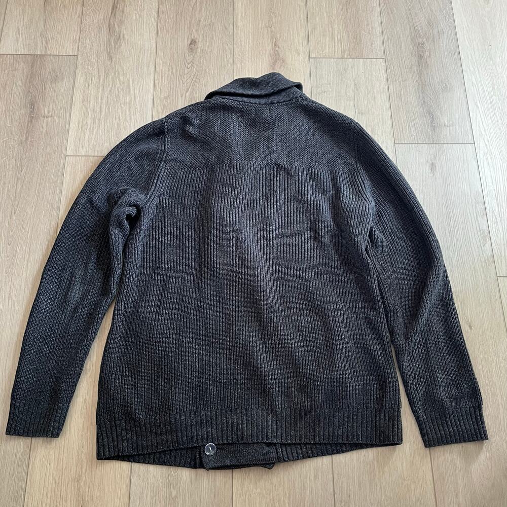 🩷 H&M Dark Gray Heavy Cable Knit Cardigan Sweater Sz L - Picture 2 of 8